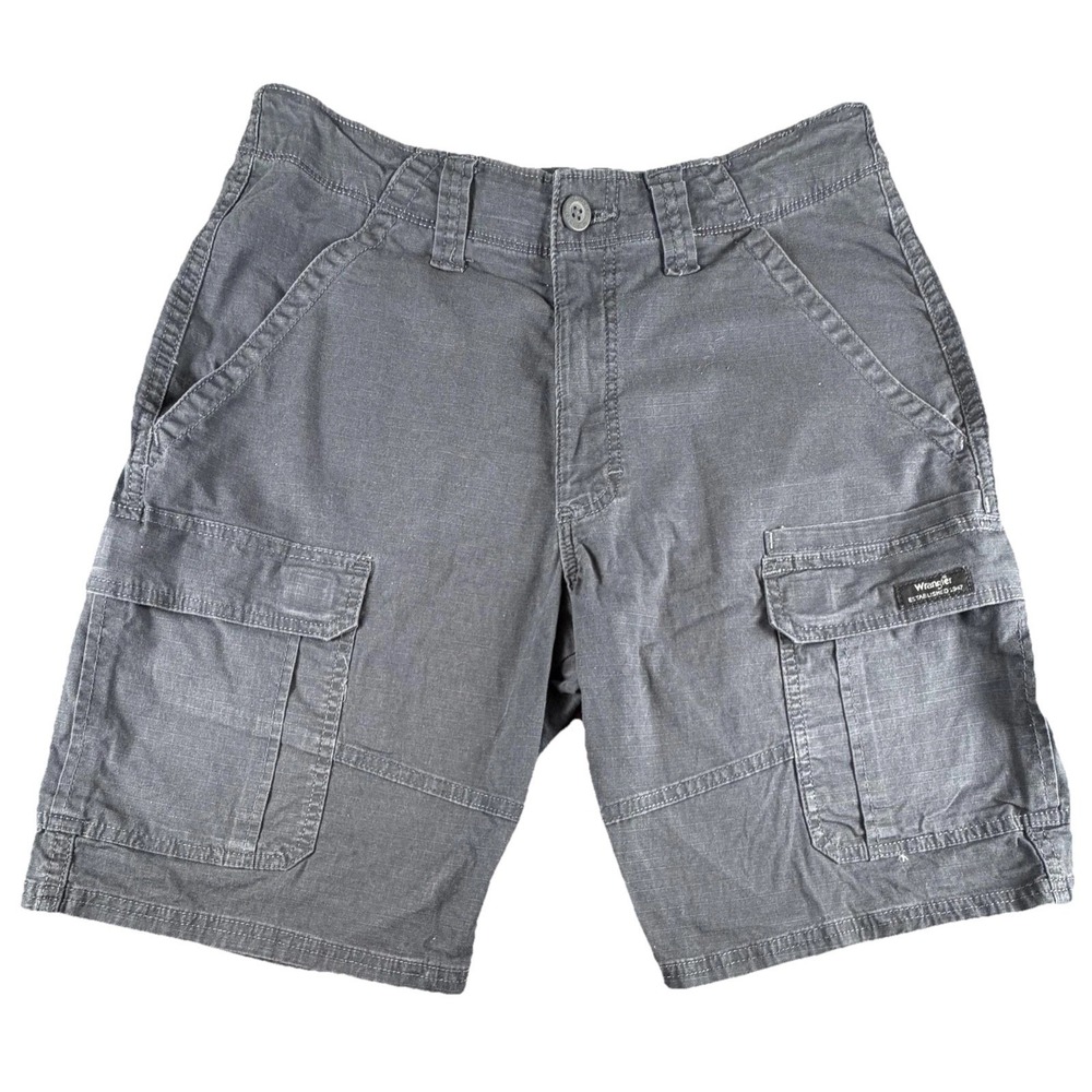 Wrangler Shorts Mens 30 Gray Cargo Stretch 10 Inseam Lightweight Travel Summer